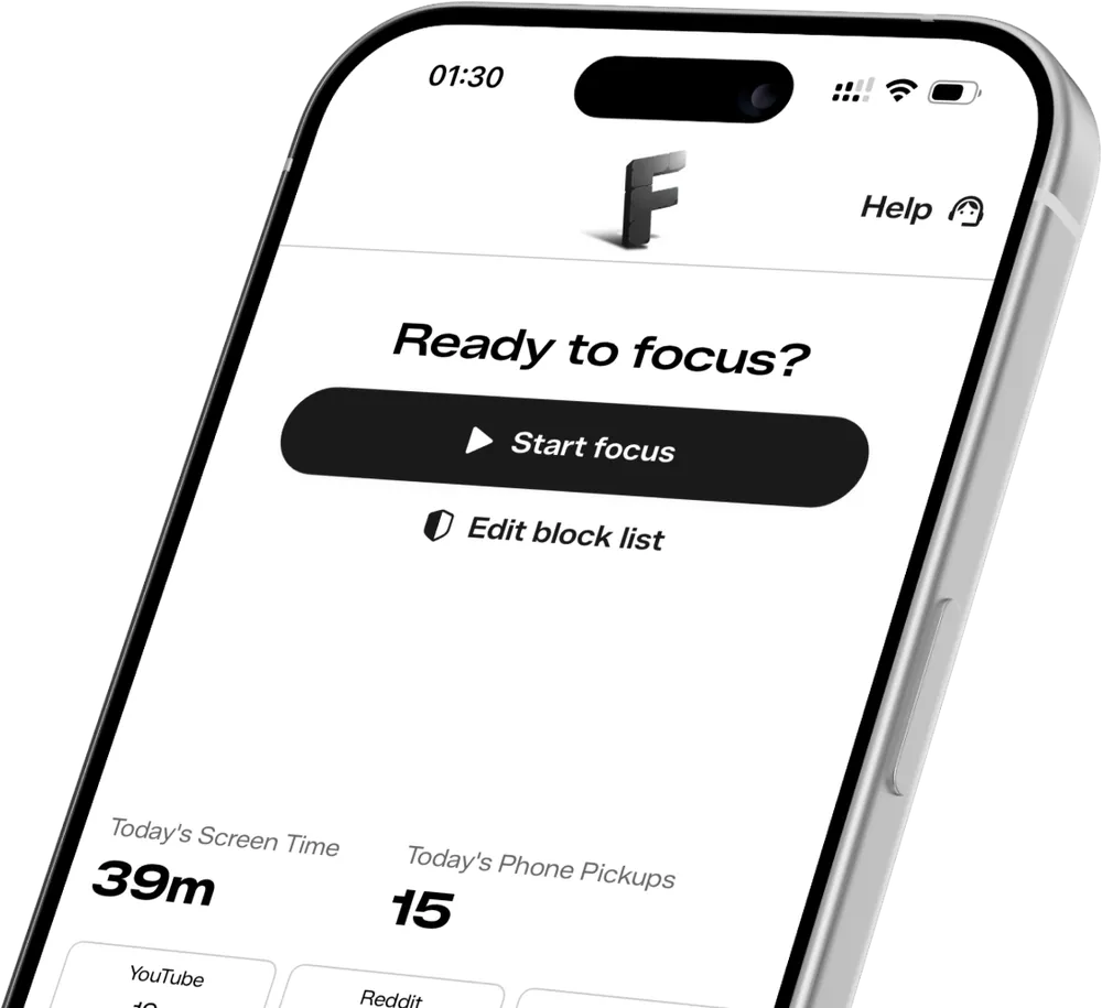 Ready to focus screen with a Start focus button